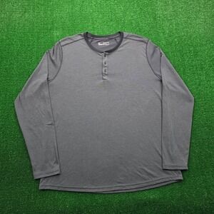 Under Armour Threadborne Henley Shirt Mens 2XL Gray Long Sleeve Heatgear Casual